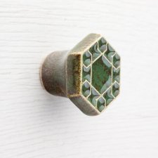 Ceramiczna gałka do mebli zielono-brązowa, wz.6
