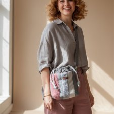 Szara patchworkowa listonoszka z kominem