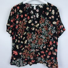 H&M letnia bluzka w kwiatki regulowane marszczenie 16/44