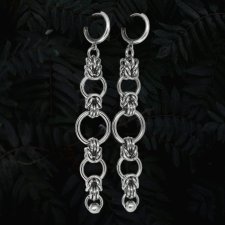 Długie Kolczyki Chainmaille z Kółkami Stal Chirurgiczna Gothic Fantasy