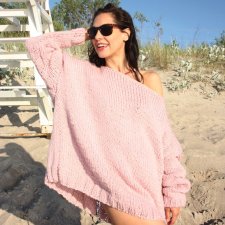 SWETER OVERSIZE PUDROWY RÓŻ