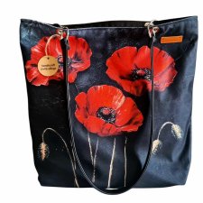 Torba na ramię xl w maki kwiaty szykowna torebka