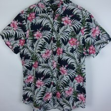 F&F koszula bawełna krótkie rękawy kwiaty / XL