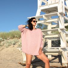 SWETER OVERSIZE PUDROWY RÓŻ