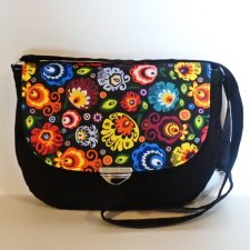Torebka listonoszka  miejska medium boho ludowa wzór łowicki