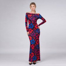 Sukienka z odsłoniętymi ramionami - Julia Maxi Flower Power