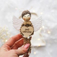 Zawieszka do samochodu: Anioł Stróż Jedź ostrożnie - aniołek chłopiec