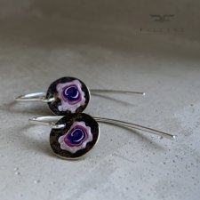 Kolczyki Polne Kwiaty - Rose with White & Purple