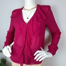by malene birger Koszula Fuksja S 36 Elegancka Amarant Falbany