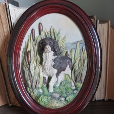 Angielska  płyta  ceramiczna  vintage  ręcznie malowana relief