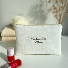Lniana kosmetyczka haftowana - Kocham Cię Mamo