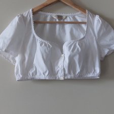 Vintage  dirndl crop top biala bluzka krótka ludowa folk cottagecore