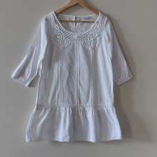 Bawełniana tunika  z koronką  boho styl cottagecore