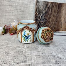 Rustykalny słoik decoupage Błękitna Łąka
