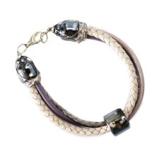 BOHO - BRANSOLETKA Z RZEMIENI I CERAMIKI