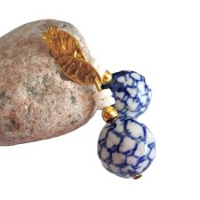 GRECKIE WAKACJE - KOLCZYKI Z LAZUROWĄ CERAMIKĄ