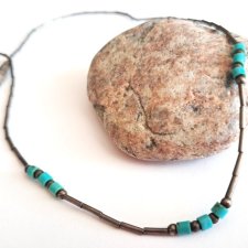 INDIAŃSKI CHOKER - SREBRO I TURKUSY