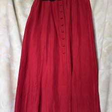 100 % SILK długa jedwabna spódnica w przepięknej czerwieni praktyczny ściągacz na górze
