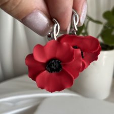 Kolczyki maki z gliny polimerowej. Handmade