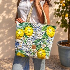 Pikowana duża torba shopper Cytryny