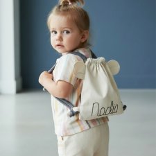 Bawełniany mini plecak miś z imieniem Nadia