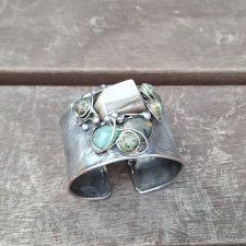 Zielenie I szarości - bransoletka regulowana