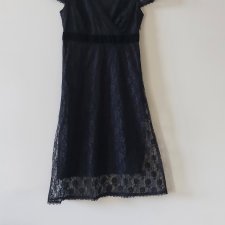 Vintage  y2k czarna sukienka koronkowa  midi 34/36
