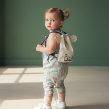 Bawełniany mini plecak miś z imieniem Basia