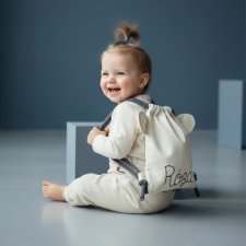 Bawełniany mini plecak miś z imieniem Róża
