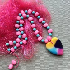 Very Unique ❤ Pop-Art Necklace - Multi Colored Natural Quartz & Turquoise ❤ Magia natury