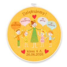 Podziękowania dla nauczyciela,  indywidualna dedykacja, haft w tamborku