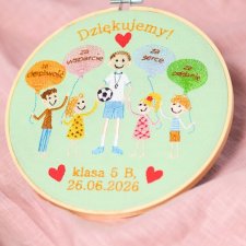 Podziękowania dla nauczyciela,  indywidualna dedykacja, haft w tamborku