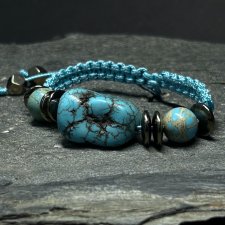 Ręcznie Pleciona Bransoletka "Morski Amulet" – Turkus, Jaspis i Hematyt