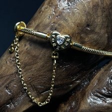 Elegancka Bransoletka Modułowa – Serce "Forever" z Łańcuszkiem Zabezpieczającym