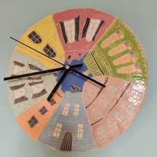 zegar ceramiczny z domkami