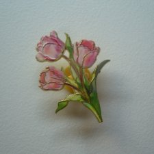 METALOWA EMALIOWANA PIN PRZYPINKA KWIATY TULIPANY