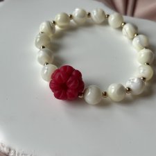 Bransoletka "Malina" z masy perłowej i gliny polimerowej handmade