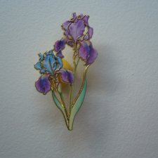 METALOWA EMALIOWANA PIN PRZYPINKA KWIATY IRYSY