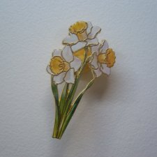 METALOWA EMALIOWANA PIN PRZYPINKA KWIAT KWIATY ŻONKILE
