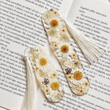 Duża Zakładka do książki z żywicy suszone kwiaty Vanila