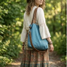 Torba hobo XXL - turkus, koniak