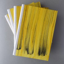 Notes z lnianym grzbietem - żółty szary - w 100% ręcznie wykonany - szkicownik notatnik A5