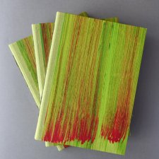 Notes z lnianym grzbietem - zielony czerwony - w 100% ręcznie wykonany - szkicownik notatnik A5