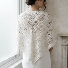 Duża ozdobna biała chusta ślubna SisLove ręcznie robiona