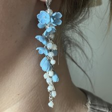 Kolczyki Niezapominajka kiść handmade polimerowa glina