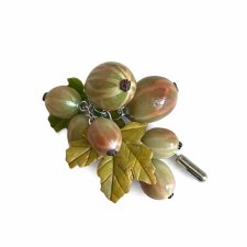 Broszka owocowa agrest 3d polimerowa glina handmade