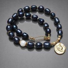 Pearls /navy blue/ perły naturalne vol. 8 /02.06.26/ - naszyjnik