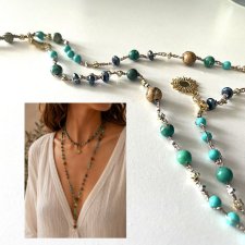 Letni Ogród – naszyjnik / bransoletka 2w1 z jaspisem i perłą seashell, boho