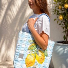 Pikowana duża torba shopper Cytryny No2