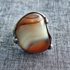 Agat czerwcowy - pierścionek regulowany
